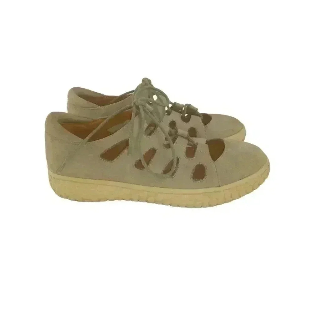 L Amour Des Pieds Shoes Womens 7M  Lite Gray Cutout Comfort Suede Shoes Lace Up